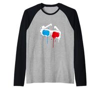 Drawing of 3D Glasses in Graffiti Style Raglan Baseball Tee