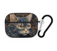 Drawing of A Cat AirPod Pro Case, Anti Scratch Hard PC Cover with Keychain, AirPod Pro 2nd/1st Case Accessories for Women Men, Black-Style
