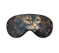 Drawing of A Cat Eye Mask for Women & Men, Breathable & Adjustable Eye Cover, Ultra Soft Sleep Mask, Lightweight Travel Blindfold for Airplane, Nap, Night Sleeping