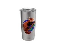 Drawing of a Panda Bear on Tree - red Panda Stainless Steel Insulated Tumbler
