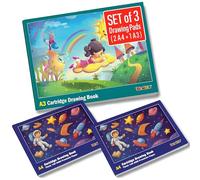 Drawing Pads - Pack of 3 (2 A4 + 1 A3) | 102 White Blank Pages | Cartridge Paper Sketchbooks for Beginners | for Scribbling, Sketching, Colouring, Painting | Art Pads for Beginners & Artists