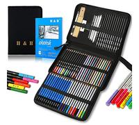 Drawing Pencils and Sketch Pad 72 Pieces,H & B Artist Colouring Pencils Sketching Set, Complete Sketch Kit Includes Graphite Pencils,Colour Drawing Pencils for Kids,Adults