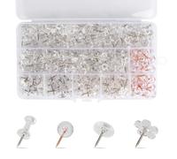 Drawing Pins for Notice Board, Map Push Pins for Pinboard, Notice Cork Board Pins with Plastic Box, Thumb Tacks for Posters, Photos, Calendars, Itineraries Markers (Transparent)