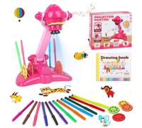Drawing Projector, Drawing Projector Table with 32 Patterns, Trace and Draw Projector Toy with Watercolor Pens Drawing Book for Christmas and Birthday Gifts, Rose