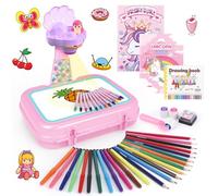 Drawing Projector for Kids, Arts and Crafts for Kids, Include Drawing Board, Crayons,Coloring Book,Stickers etc, Kids Toys for Age 3-5 Year Old Girls Birthday Gifts