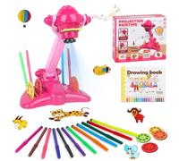 Drawing Projector for Kids, Drawing Projector Table with 32 Patterns | Draw Projector Toy with Watercolor Pens Drawing Book for Creative Gift, Rose