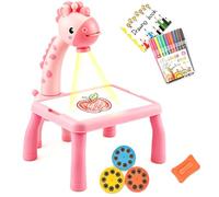 Drawing Projector Table for Kids, Dinosaur Drawing Projector with Light & Music, Tracing and Drawing Art Set for Boys & Girls Age 3+, Educational Painting Toy, Birthday Gift for Children，Pink