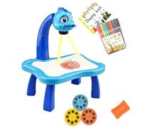 Drawing Projector Table for Kids, Dinosaur Drawing Projector with Light & Music, Tracing and Drawing Art Set for Boys & Girls Age 3+, Educational Painting Toy, Birthday Gift for Children，Blue