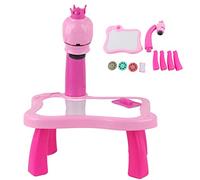 Drawing Projector Toy, Electric Painting Drawing Table Projector for Toddlers, Educational Art Kit with 24 Patterns and Music Function for Kids Ages 3-8 (Pink)