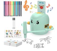 Drawing Robot for Kids Ages 3-8, Montessori-Inspired Voice-Guided Educational Toy with 100 Art Flashcards & 12 Color Pens, Creative Birthday Gift for Boys & Girls