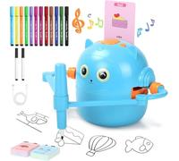 Drawing Robot for Kids,Doodle Bot Sketchmate Robot Educational Robots Drawing Machine Voice Interaction Draw Learning Toy with 100 Word Cards & 12 Color Pens Present Age 3+ Boys Girls Birthday (Blue)