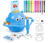Drawing Robot For Kids, Interactive Creative Intelligent Art Tutoring, Robot Toys, Magic Painting Robots Includes Voice Interaction And 100 Vocabulary Flashcard For Over 5 Years Old Boys Girls