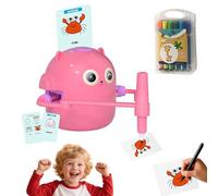 Drawing Robot for Kids, Interactive Creative Smart Art Tutor, with Voice Interaction&12 Color Pens, Magic Drawing Robot with 100 Learning Word Cards, Suitable for 5+ Year Old Boys Girls (Pink)