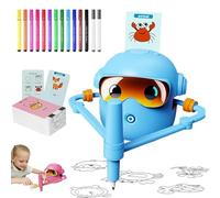 Drawing Robot for Kids, Interactive Drawing Robot for Children with 100 Cards & 12 Color Pens, Smart Educational Drawing Machine, Montessori Painting Toys Gift for Boys Girls Birthday (Blue)