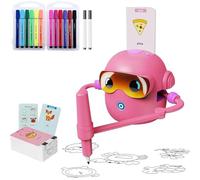 Drawing Robot for Kids, Interactive Drawing Robot for Children with 100 Cards, Montessori Drawing Robots Toys with Voice Interaction & 12 Color Pens, Creative Learning Gift for Kids Ages 3-9 (Pink)