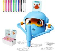 Drawing Robot for Kids - Interactive Educational Sketchmate with 100 Cards & 12 Color Pens - Montessori Painting Toy and Magic Drawings Robots