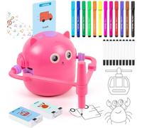 Drawing Robot for Kids, Interactive Kids Drawing Robot, Fun Drawings Robots Toy with Voice 100 Word Cards & 12 Color Pens, Educational Creatively Children Drawings Robots Painting Toy, for Boys Girls