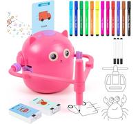 Drawing Robot for Kids - Interactive Smart Art Tutor with Voice Interaction & 12 Color Pens, Includes 100 Learning Word Cards, Ideal for Ages 5+ Boys and Girls