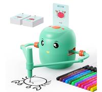 Drawing Robot for Kids,Montessori Educational Painting Toy for 5+ with Voice Interaction&16 Color Pens,Magic Drawing Robot with 100 Learning Word Cards,Ideal Gift for 5+ Year Old Boys Girls (Green)
