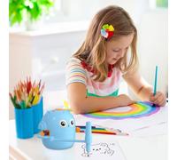 Drawing Robot for Kids, Montessori Educational Painting Toy, Interactive Creative Smart Art Tutor, with 100 Word Cards & 12 Color Pens five black paintbrushes Present for Age 3+ Boys Girls (Blue)