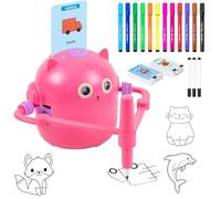 Drawing Robot For Kids,Robot Drawing Toy,With Voice Interaction&16 Color Pens,Intelligent Automatic Painting Robots With 100 Learning Word Cards (Pink)
