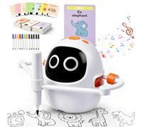 Drawing Robot for Kids, Smart Drawing Machine with 220 Cards & 12 Color Pens, Voice Interactive Montessori Painting Toy, DIY Arts & Crafts Christmas Birthday Gift for Boys & Girls Ages 3-8, White