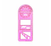 Drawing Ruler, Multifunctional Geometric Rulers Plastic Elementary School Geometric Drawing Template Measuring Tool for Student School Office Supplies (Pink)