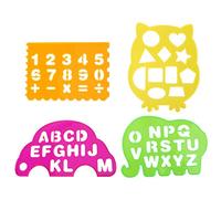 Drawing Rulers, 4PCS Letters Geometric Alphabet Drawing Ruler Early Learning Toys Flexible Decorative Stencil Multifunctional Drafting Template for Toddler Children