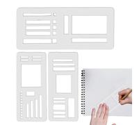Drawing Set, Planner Stencils Weekly, Reusable 3 Piece Scrapbook Templates with 7 X 4 Inches, Space Organizing and Creative Designing, Journal Accessories for Students, Planners