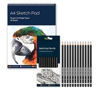 Drawing Sketching Pencil Set - A4 Sketch Pad (90 GSM, 40 Sheets) + 12 Sketching Graphite Pencils (6B-6H) - Complete Art Set for Shading, Blending & Detailed Sketching - Ideal for Artists & Students