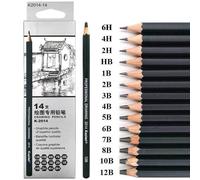 Drawing Sketching Pencil Set, Graphite Sketch Pencil Set, for Drawing Art, Sketching, Shading, 14pcs (12B 10B 8B 7B 6B 5B 4B 3B 2B HB 2H 4H 6H)