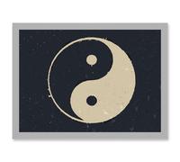 Drawing Taoist Philosophy Yin Yang Black White Artwork Framed Wall Art Print A4 Artery8 Light Grey One Size