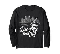 Drawing The City Skyline Urban Sketching Art Long Sleeve T-Shirt