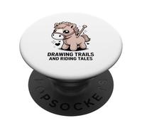 Drawing Trails And Riding Tales Cute Pony Horse PopSockets Adhesive PopGrip