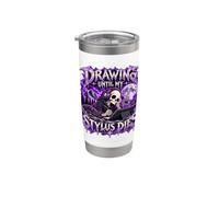 Drawing Until My Stylus Dies Digital Artist Skeleton Art Stainless Steel Insulated Tumbler