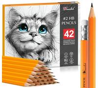 Drawlish HB Pencils with Rubbers on the End - Pack of 42 Sketching Pencils with Soft Corner Hexagonal Shape - Graphite Pencil Set for Kids, Artists & Professional
