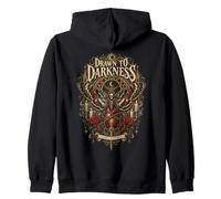 DRAWN TO DARKNESS Gothic Fashion Moth Design Spooky Vibes Zip Hoodie