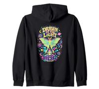 Drawn To The Light Luna Moth Zip Hoodie