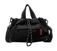 Drawschnell Crossbody Bag For Women Canvas Shoulder Bag Trendy Handbag Korean Styles Messenger Bucket Women Bucket Simple Shoulder Draw String Crossbody For Everyone, black, Eine Größe