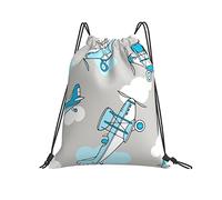 Drawstring Backpack 36x42cm, Flying Planes Personalised Drawstring Bag Folding Boys Rucksack, For Shopping, Beach, Activities