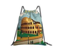 Drawstring Backpack 36x42cm, Italy Rome String Swimming Bag Water Repellency Folding Storage Pouch, For Women, Men, School