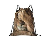 Drawstring Backpack 36x42cm, Shy Lion String Swimming Bag Water Repellency Large Rucksack, For Hiking, Activities, Yoga