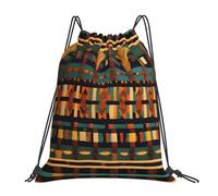 Drawstring Backpack African Classic Weave Print String Bag Water Repellency Adults Rucksack, For Yoga, Sports, Women, 36x42cm