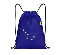 Drawstring Backpack Alaska State Flag Print Unisex String Bag Fashion Large Storage Pouch, For Birthday, Hiking, Shopping, 36x42cm