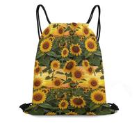Drawstring Backpack Beautiful Sunrise Sunflower Natural Art Drawstring Backpack For Men Women Water Repellency Folding Rucksack, For Activities, Swimming, Travel, 36x42cm
