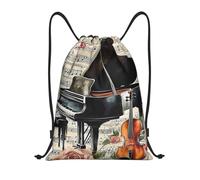 Drawstring Backpack Butterfly And Cello Pattern Gym Bag Heavy Duty String Bag Adjustable Sackpack For Gym Beach Camping 36X42Cm