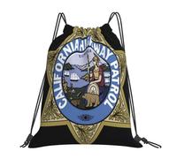 Drawstring Backpack, California Highway Patrol Chp Officer Badge Sport Gym Sack Eco Friendly Drawstring Sport Bag Lightweight Swimming Bag For Hiking Activities Children 36X42Cm