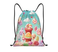 Drawstring Backpack Candy Happy Gym Backpack Folding Fashion Rucksack, For Sports, Yoga, Swimming, 36x42cm