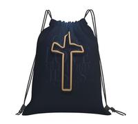 Drawstring Backpack Christianity Jesus Cross Waterproof Drawstring Bags Lightweight Draw String Back Bag For Sport Travel Climbing 39X46Cm