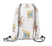 Drawstring Backpack Cute Rabbit, Cartoon Animal Foldable Gym Sack Backpack Versatile Sport Gym String Bag For Travel Outside Fishing 39X46Cm